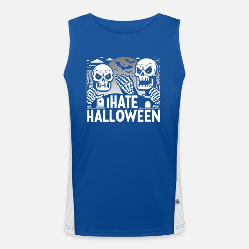 Dark Gothic Halloween Skeleton Design Men's Functional Contrast Tank Top 
