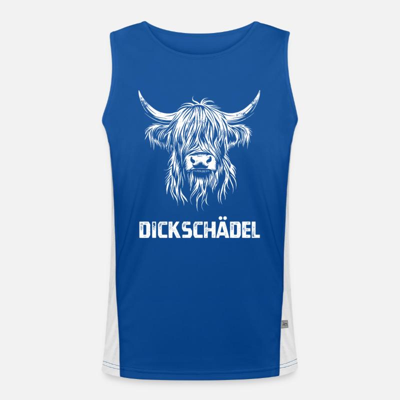 Dickschädel - Schottisches Hochlandrind - Spruch Funktionelles Kontrast-Tank Top für Männer 