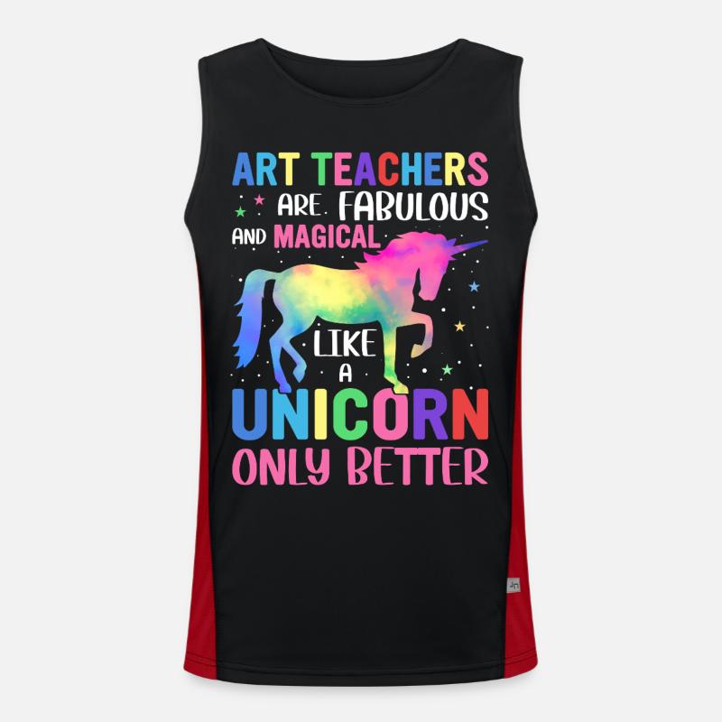 Bunte Einhorn-Kunst, die Lehrer lieben Funktionelles Kontrast-Tank Top für Männer 