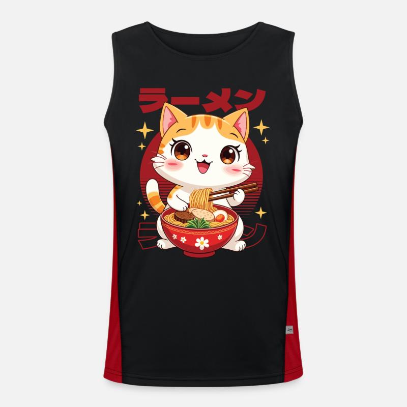 Chaton avec des ramen dans le style kawaii Débardeur respirant contrasté Homme 
