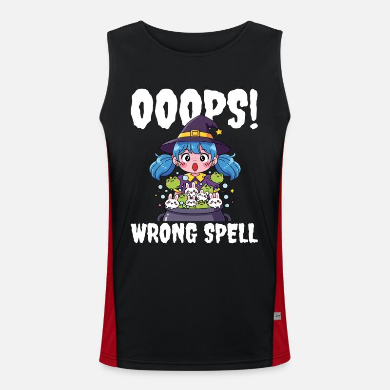 OOOPS! WRONG SPELL - WITCH HALLOWEEN - Men's Functional Contrast Tank Top - black/red