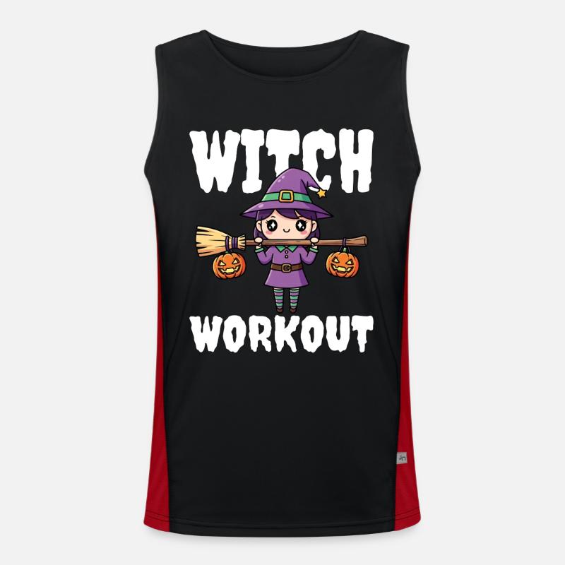 WITCH WORKOUT - WITCH HALLOWEEN - Men's Functional Contrast Tank Top  - black/red