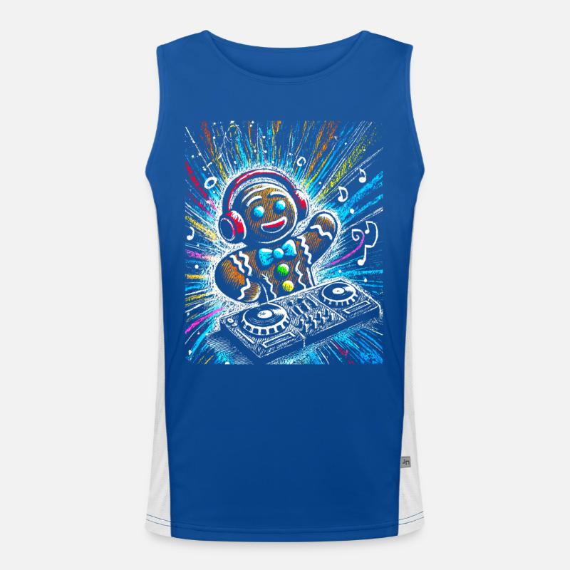 Funkster Gingerbread DJ Illustration Men's Functional Contrast Tank Top 