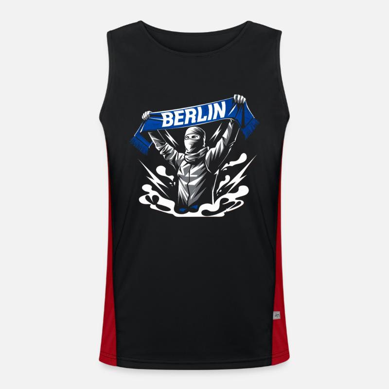 Stylized Neon Graffiti Berlin Scene - Men's Functional Contrast Tank Top  - black/red
