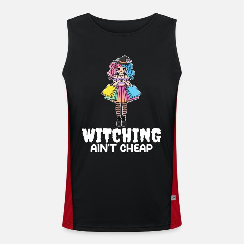 WITCHING AIN'T CHEAP - WITCH HALLOWEEN - Men's Functional Contrast Tank Top  - black/red
