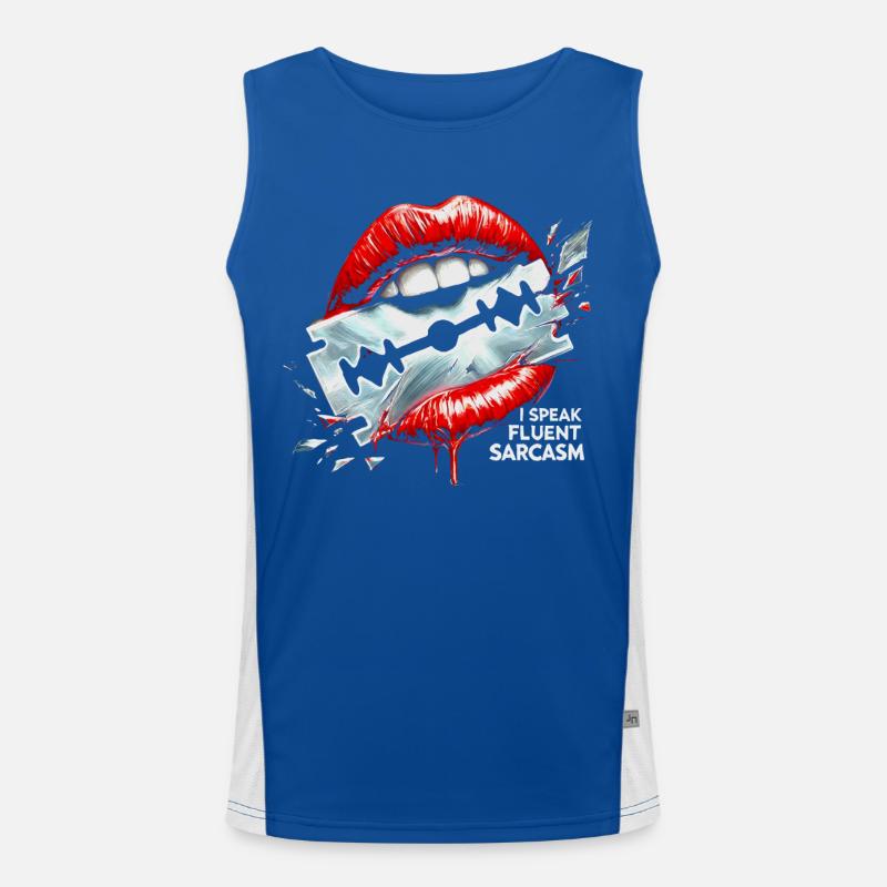Fließender Sarkasmus Lip Art Design Mutige Illustration Funktionelles Kontrast-Tank Top für Männer 