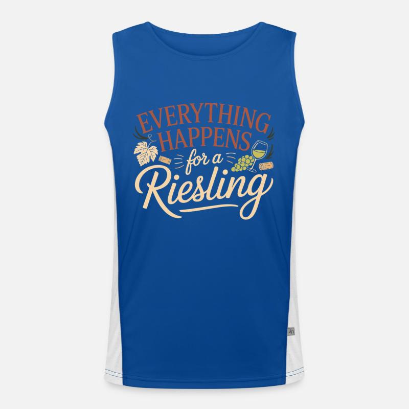 Wein Weintrinker Everything Happens For A Riesling Funktionelles Kontrast-Tank Top für Männer 