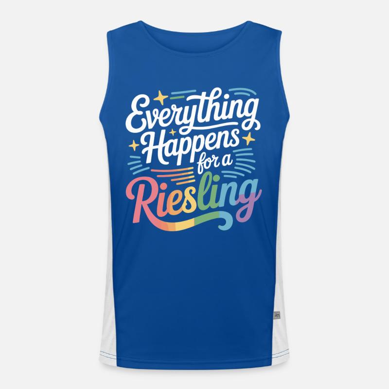 Wein Weintrinker Everything Happens For A Riesling Funktionelles Kontrast-Tank Top für Männer 