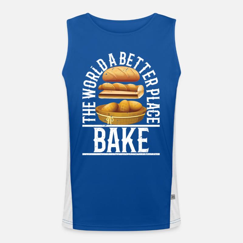 Bake the world a better place Funktionelles Kontrast-Tank Top für Männer 