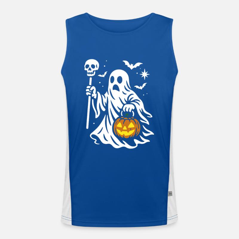 Ghost, Halloween Party Costume - Pumpkin Men's Functional Contrast Tank Top 