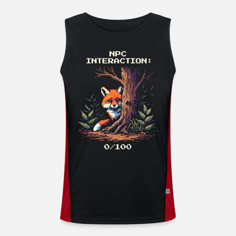 NPC Interaction: 0/100 | Introversion humor - Men's Functional Contrast Tank Top - black/red