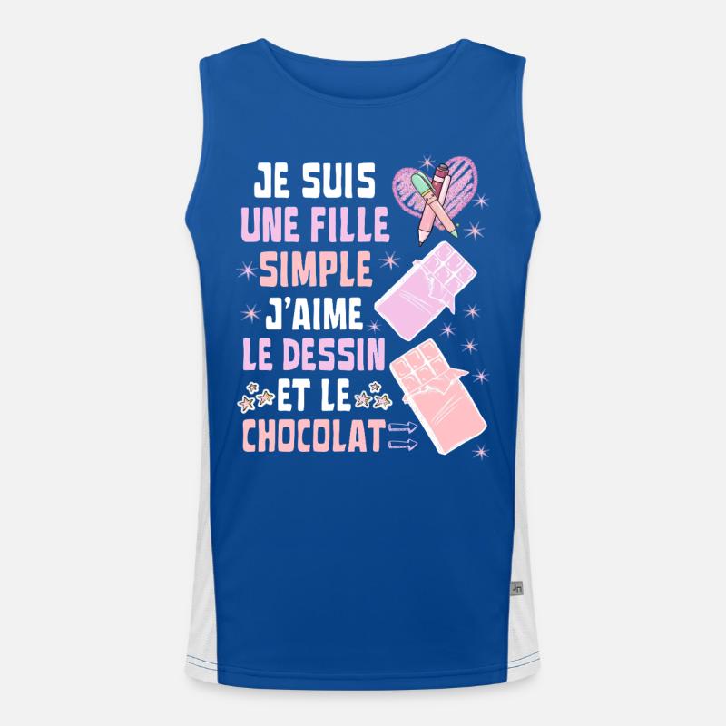 Ich bin ein einfaches Mädchen, Zeichnung und Schokolade Funktionelles Kontrast-Tank Top für Männer 