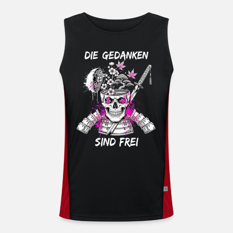 Warrior Skull Samurai - Men's Functional Contrast Tank Top  - black/red