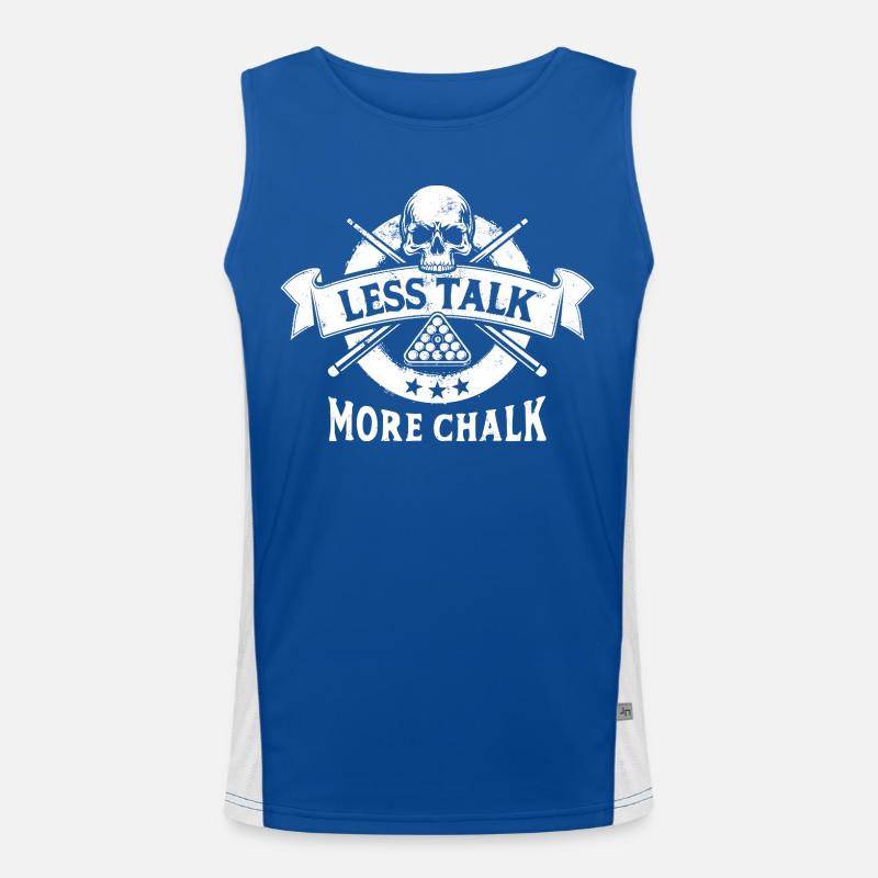 Less talk, more chalk. Billard Spruch, Geschenk Funktionelles Kontrast-Tank Top für Männer 