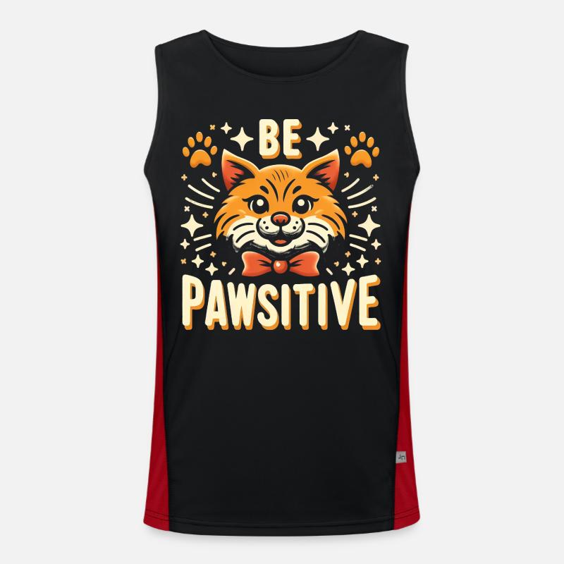 Be pawsitive cute cat - Men's Functional Contrast Tank Top  - black/red