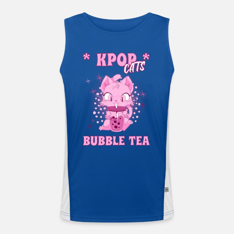 K-Pop Kätzchen mit Bubble Tea Südkorea Seoul Funktionelles Kontrast-Tank Top für Männer 