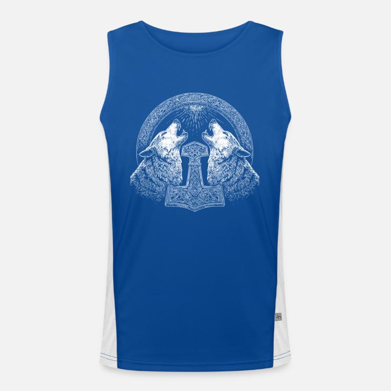 Wolf Thor Hammer Wikinger Funktionelles Kontrast-Tank Top für Männer 