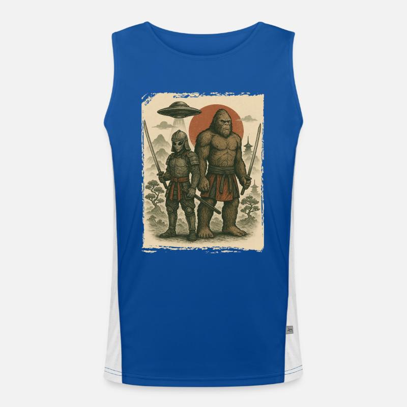 Samurai Bigfoot Alien Japanischer Krieger, Ninja Funktionelles Kontrast-Tank Top für Männer 