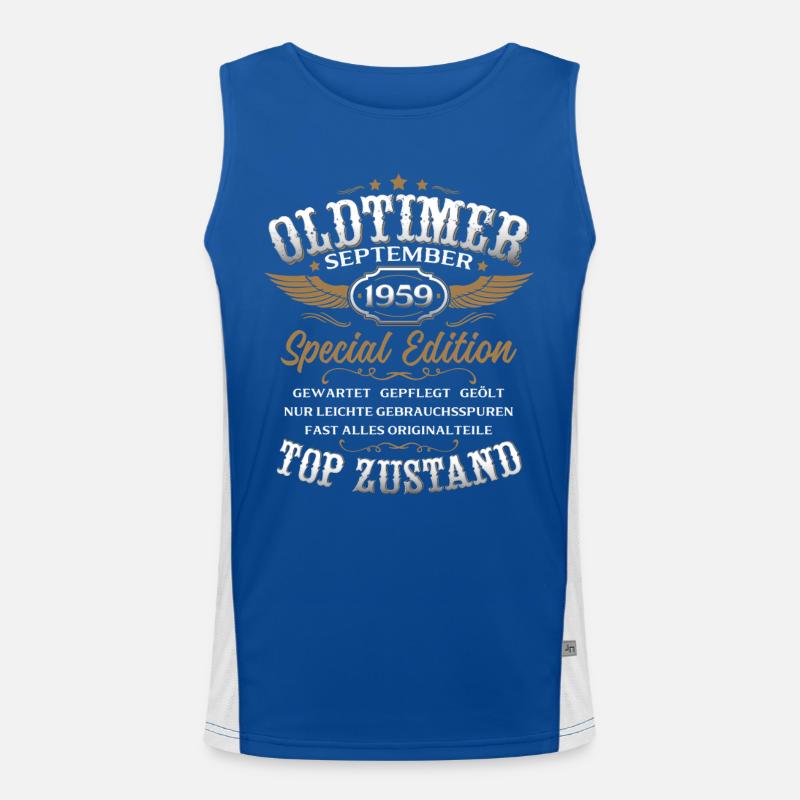 66. Geburtstag Geschenk Oldtimer September 1959 Funktionelles Kontrast-Tank Top für Männer 