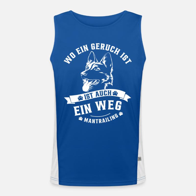 Mantrailing - Wo ein Geruch da ein Weg Schäferhund Funktionelles Kontrast-Tank Top für Männer 
