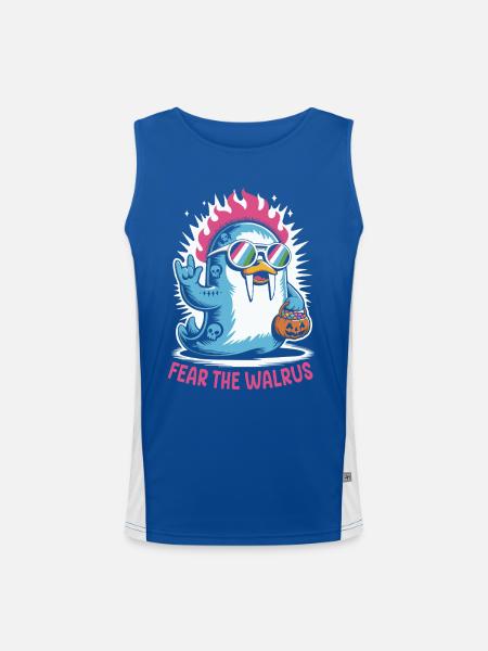 Walrus Punk Rocker Halloween - Men's Functional Contrast Tank Top  - royal/white - Front
