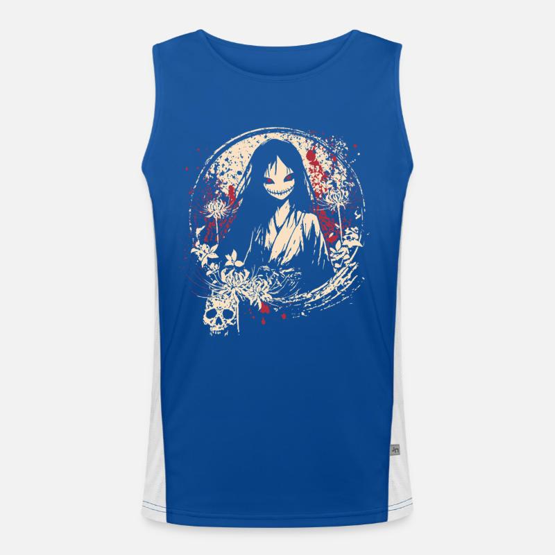 Horror Manga Dämon Mädchen Kimono Design Funktionelles Kontrast-Tank Top für Männer 