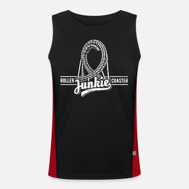 Rollercoaster Junkie - Roller Coaster - Looping - Men's Functional Contrast Tank Top - black/red