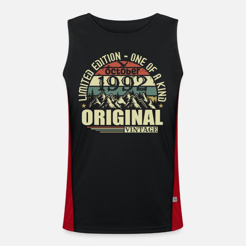 october 1992 - 33rd birthday gift october - Men's Functional Contrast Tank Top - black/red