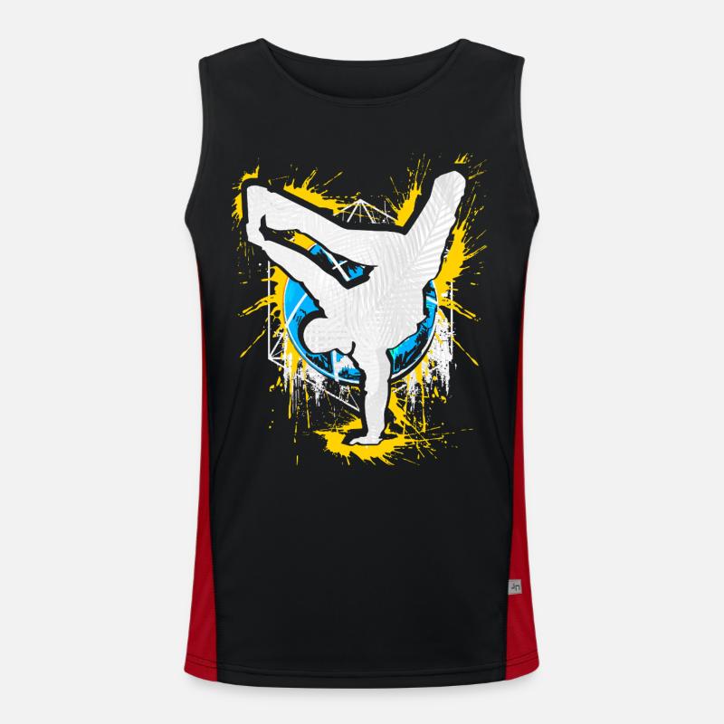 Breakdance Handstand Bboy - B-Boying Breakdancer - Men's Functional Contrast Tank Top  - black/red