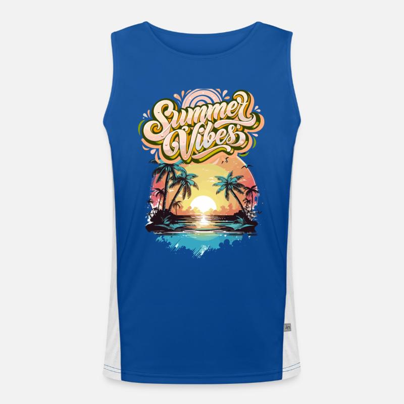 Sommerstimmung Palmen Sunset Funktionelles Kontrast-Tank Top für Männer 