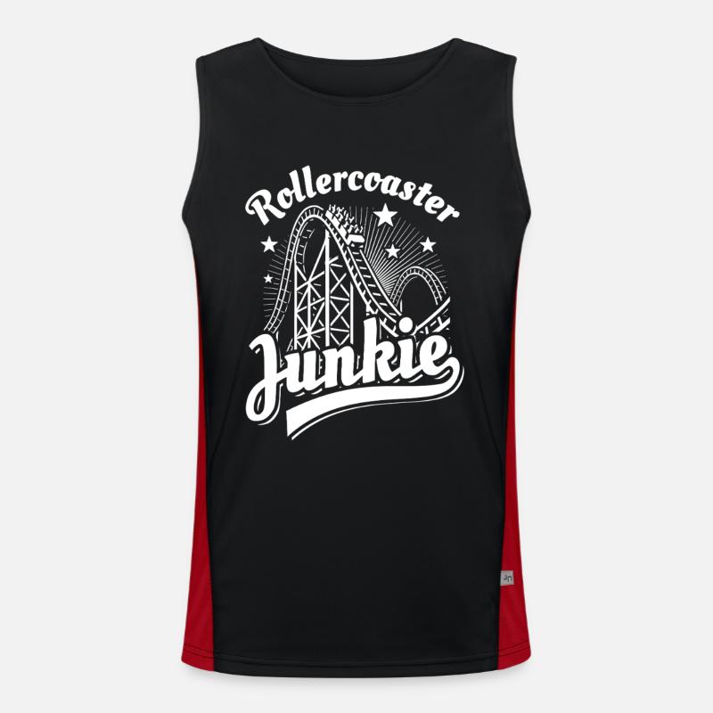 Rollercoaster Junkie - Roller Coaster - Loop - Men's Functional Contrast Tank Top  - black/red