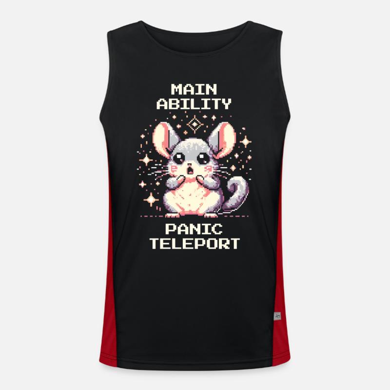 Main Ability: Panic Teleport | Chinchilla - Men's Functional Contrast Tank Top - black/red