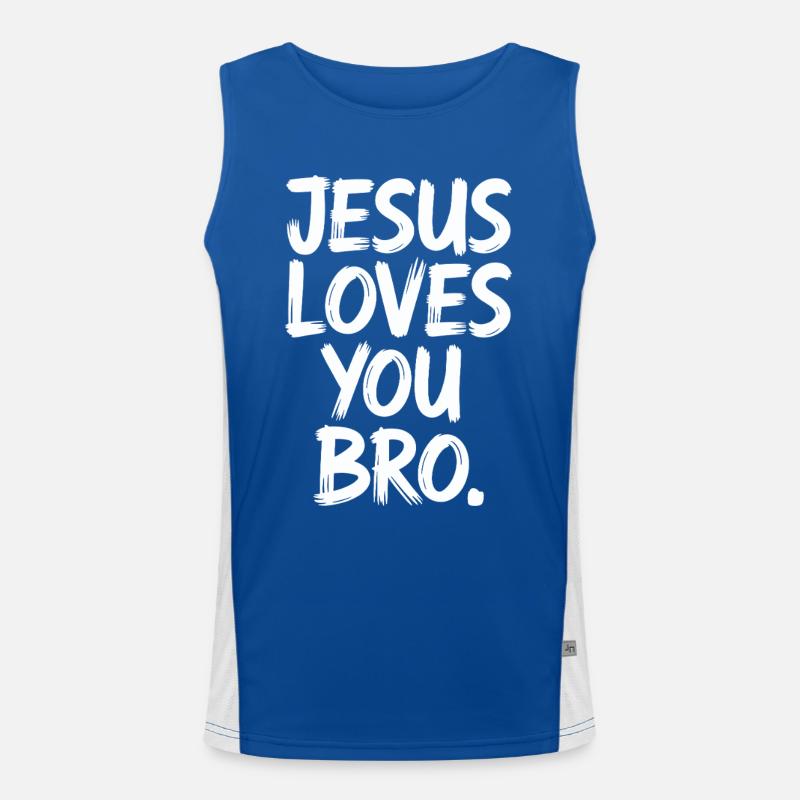 Jesus Liebt Dich Bruder Inspirierende Botschaft Funktionelles Kontrast-Tank Top für Männer 