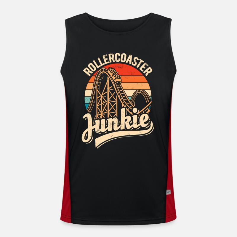Rollercoaster Junkie - Roller Coaster - Loop - Men's Functional Contrast Tank Top - black/red