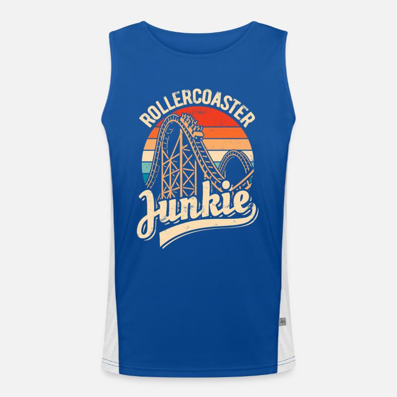 Rollercoaster Junkie - Achterbahn - Looping Funktionelles Kontrast-Tank Top für Männer 