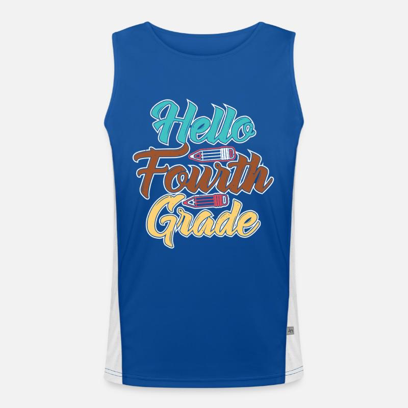 Hallo Vierte Klasse Schule Feier Design Funktionelles Kontrast-Tank Top für Männer 