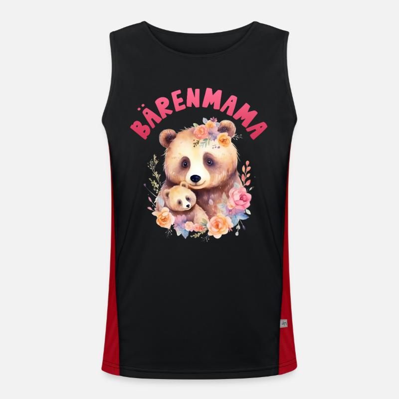 Werdende Mutter BÄRENMAMA Lustiges Funktionelles Kontrast-Tank Top für Männer 