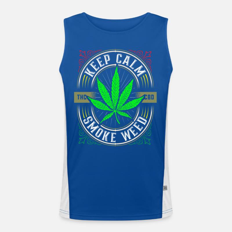 Keep calm smoke weed - Cannabis - THC - Stoner Funktionelles Kontrast-Tank Top für Männer 