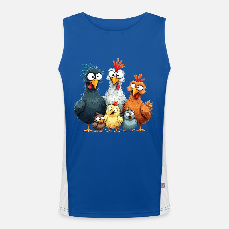 Colorful Chicken Group Comedy Design Men's Functional Contrast Tank Top 