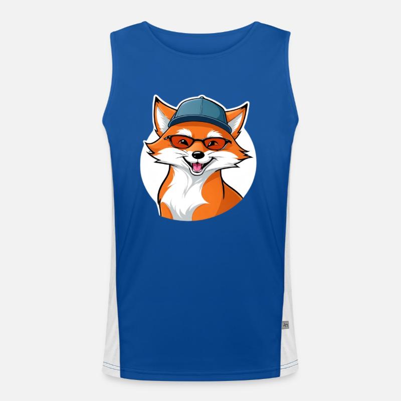 witziger Fuchs mit Brille und Cap Funktionelles Kontrast-Tank Top für Männer 