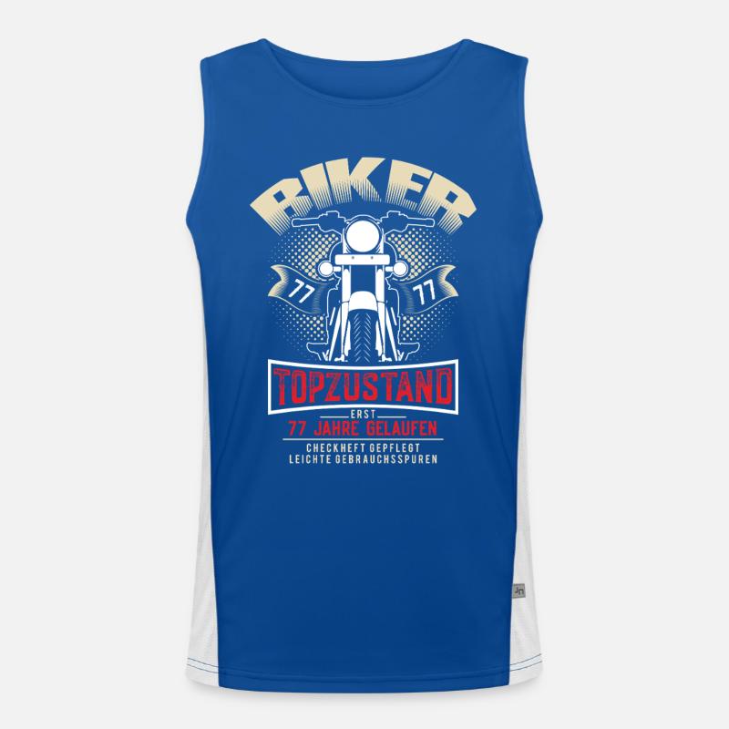 77. Geburtstag Motorradfahrer Motorrad Funktionelles Kontrast-Tank Top für Männer 