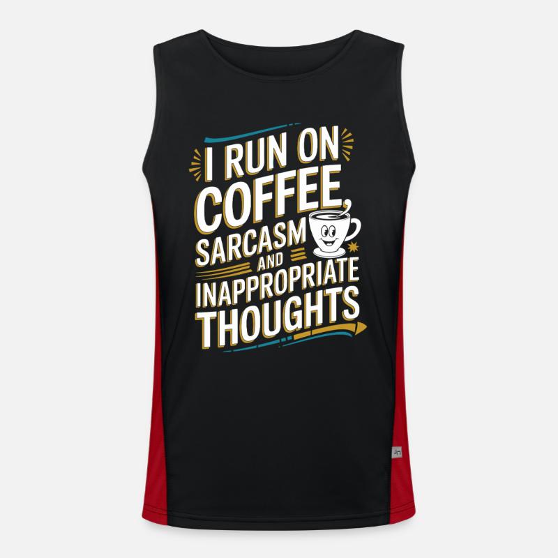 Coffee, sarcasm and misplaced thoughts - Men's Functional Contrast Tank Top - black/red