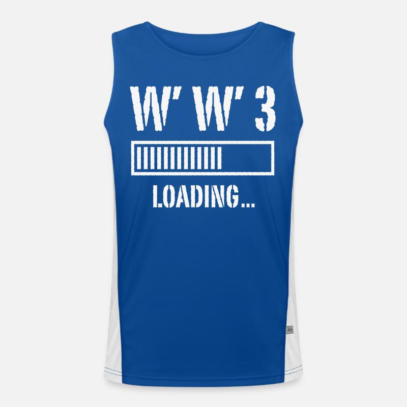 World War 3 Loading... (Peace / War / White) Men's Functional Contrast Tank Top 