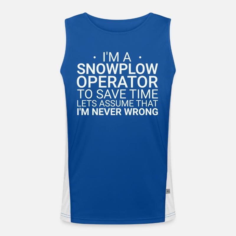 Snowplow Operator Never Wrong Snowplow Driver Men's Functional Contrast Tank Top 