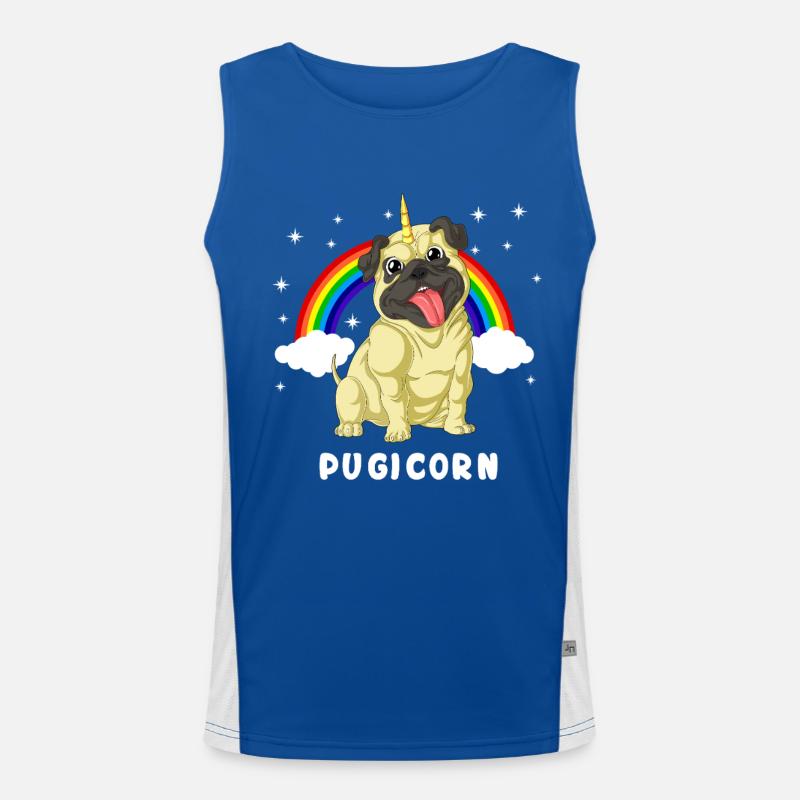 Mops Einhorn Funktionelles Kontrast-Tank Top für Männer 