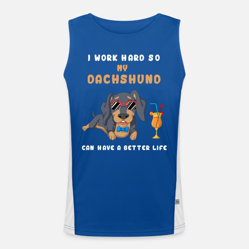 I Work Hard Dackel T-Shirt Funktionelles Kontrast-Tank Top für Männer 