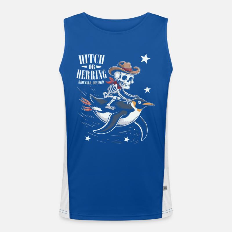 Knochen-Cowboy-Pinguin Motiv Funktionelles Kontrast-Tank Top für Männer 