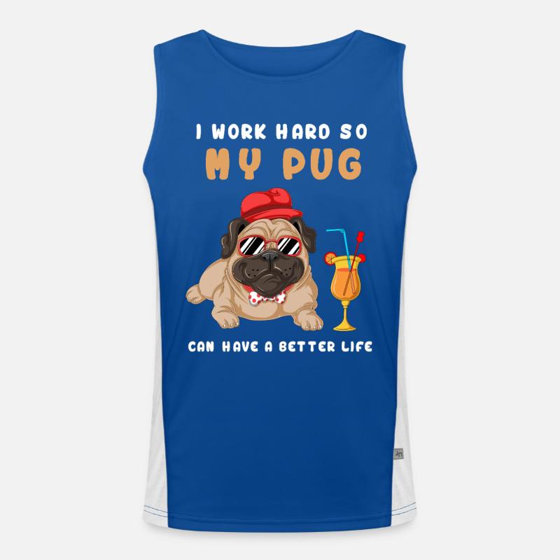 Ich arbeite hart, mein Mops Funktionelles Kontrast-Tank Top für Männer 