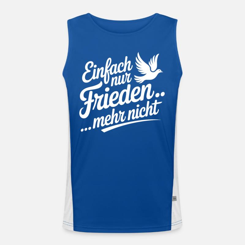 Peace Slogan with Dove and Lettering Men's Functional Contrast Tank Top 