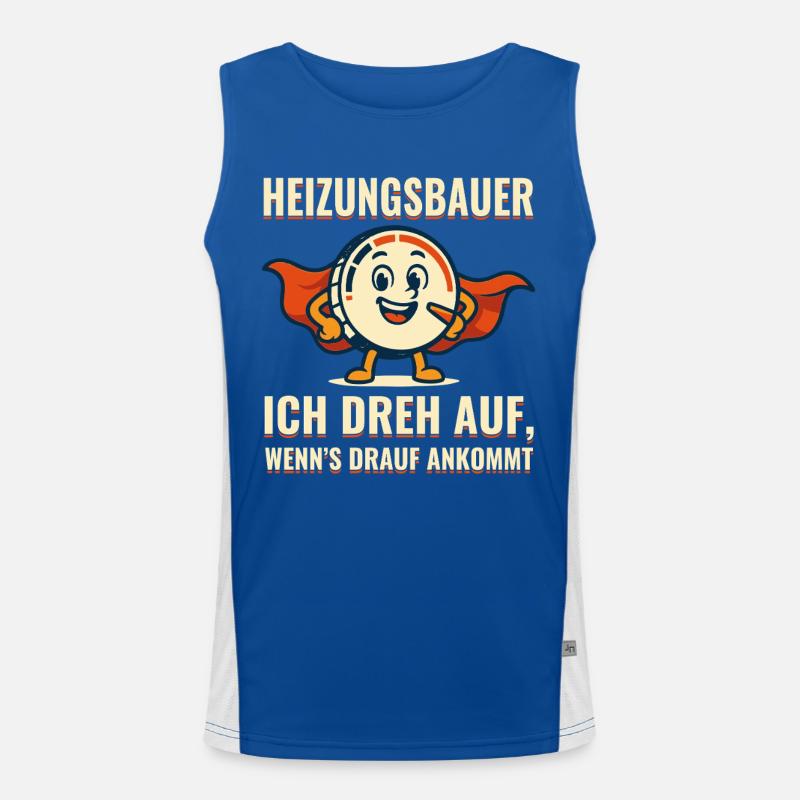 Heating Engineer Superhero Motif Men's Functional Contrast Tank Top 